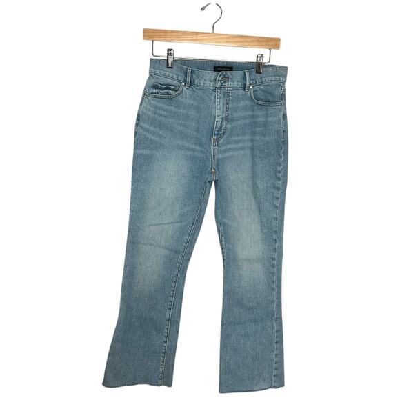 Ann Taylor The Kick Crop High Rise Jeans Size 4 Raw Hem - Picture 3 of 16